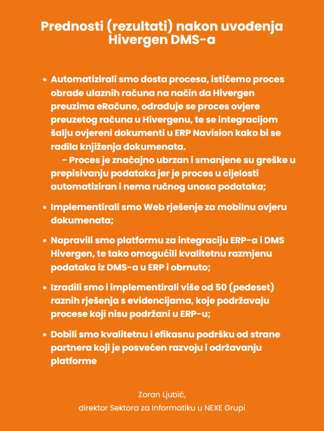 nexe, dms implementacija